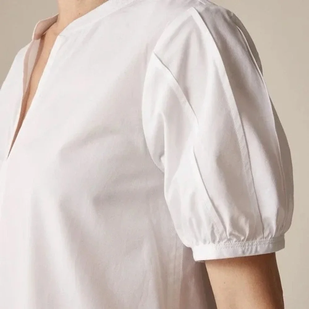 NWT!! J. CREW Delilah Dress Cotton Poplin Solid White Mini Ruffle Small‎ Tall ST
